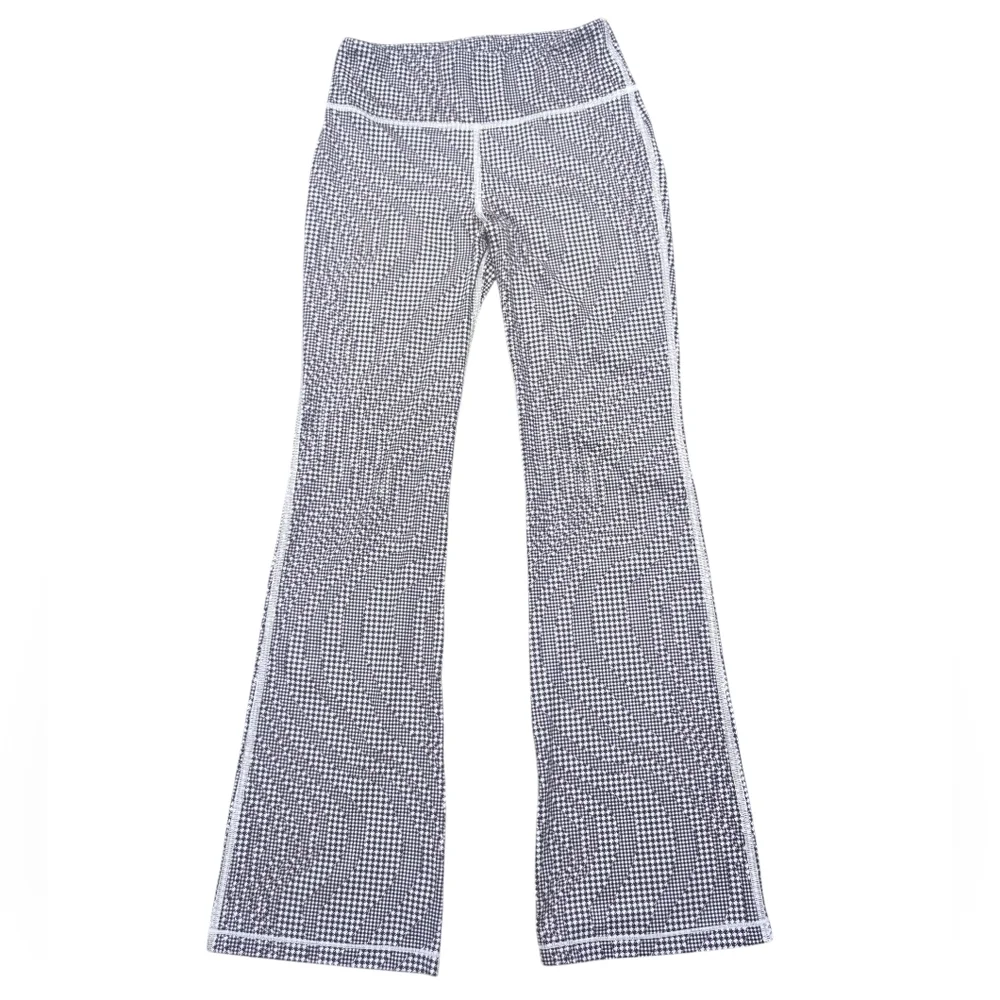 Athleta Girl High Rise Chit Chat Flare Workout Pants Houndstooth Checkered Sz 14